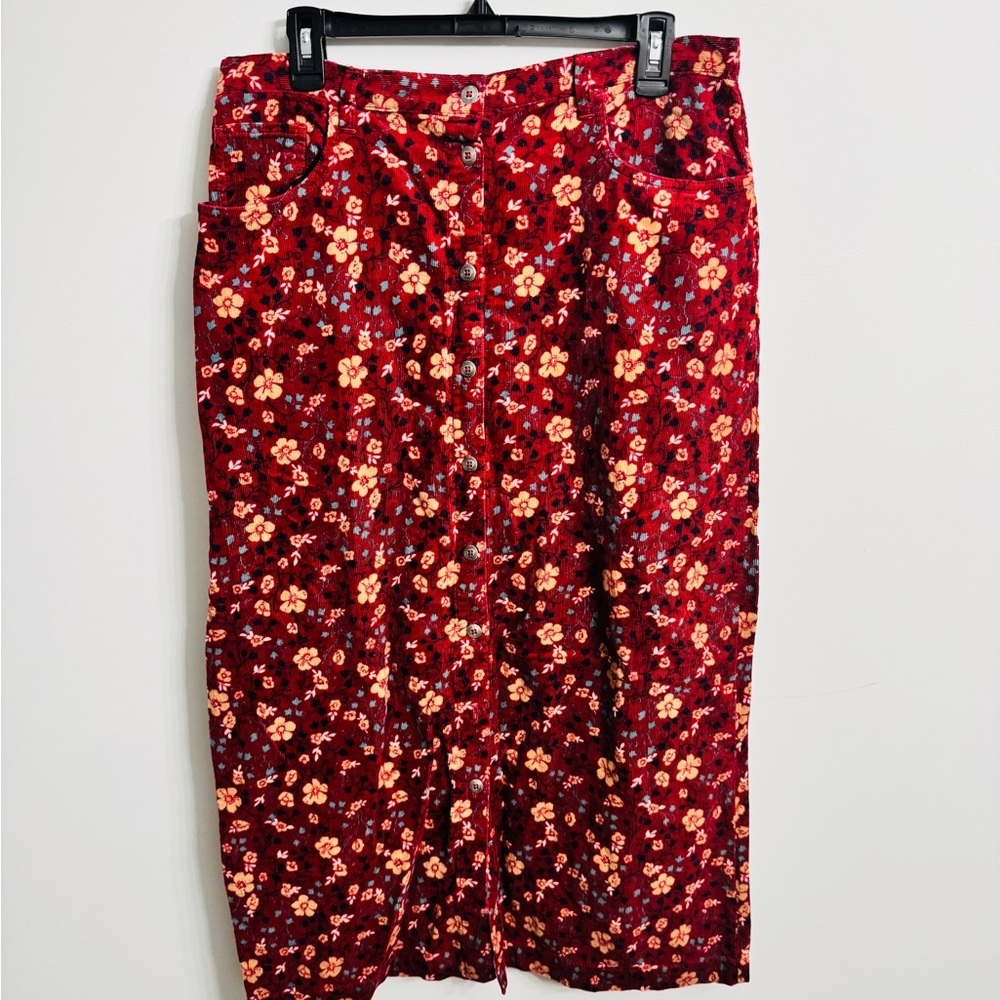 Floral Red Skirt